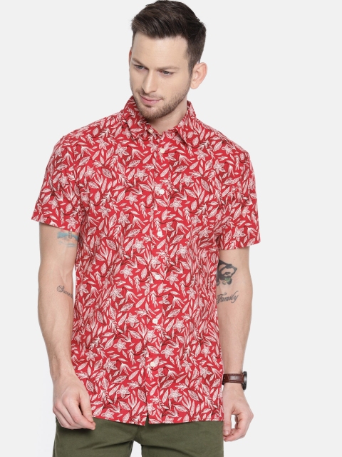 

SELECTED Men Red &White Slim Fit Printed Casual Shirt