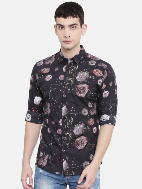 

SELECTED Men Black Slim Fit Printed Casual Shirt
