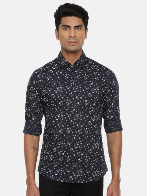 

SELECTED Men Navy Blue & White Slim Fit Printed Casual Shirt