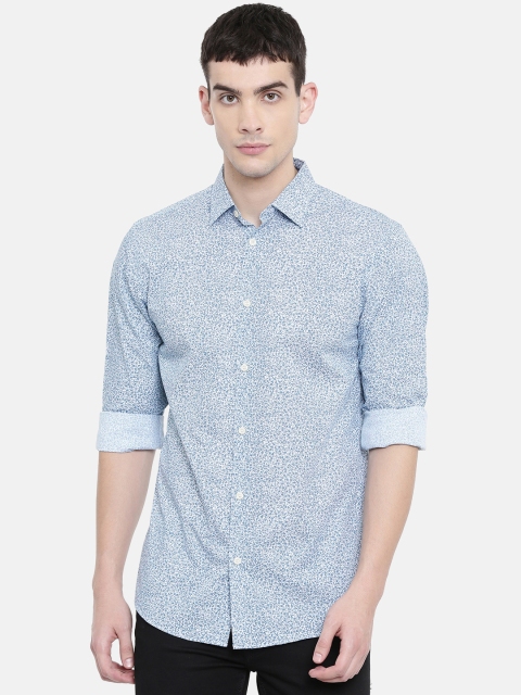 

SELECTED Men Blue & White Regular Fit Printed Casual Shirt
