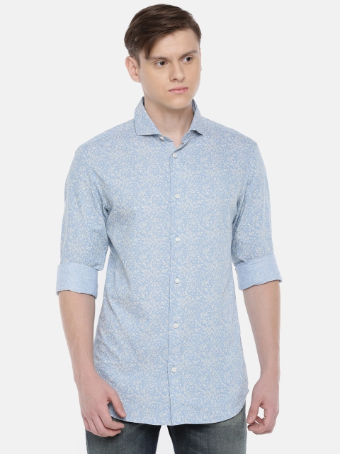 

SELECTED Men Blue & White Slim Fit Printed Casual Shirt