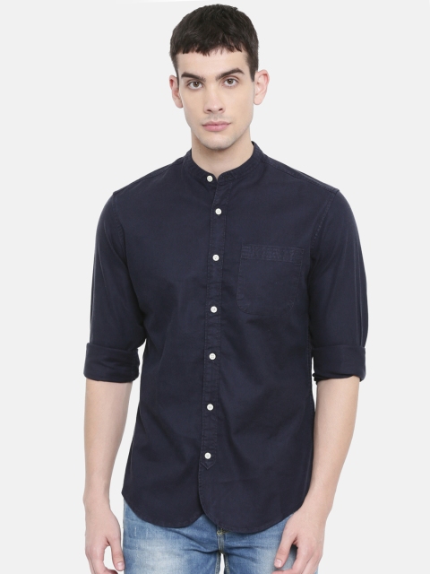 

SELECTED Men Navy Blue Slim Fit Solid Casual Shirt