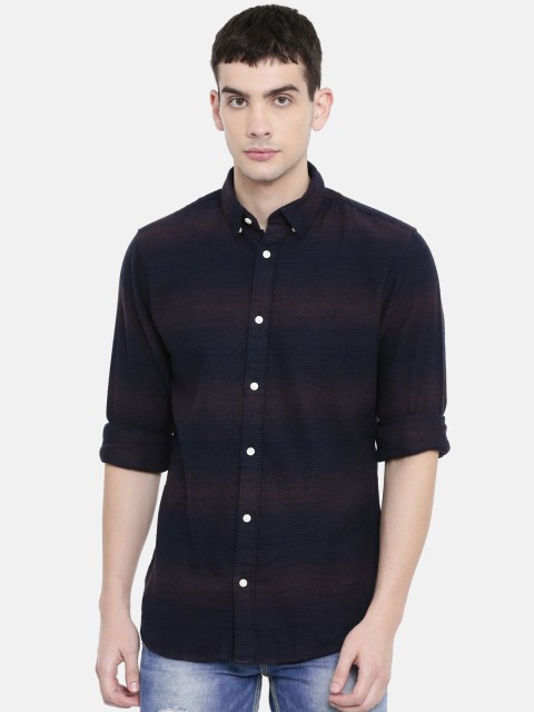 

SELECTED Men Navy Blue & Pink Slim Fit Striped Casual Shirt