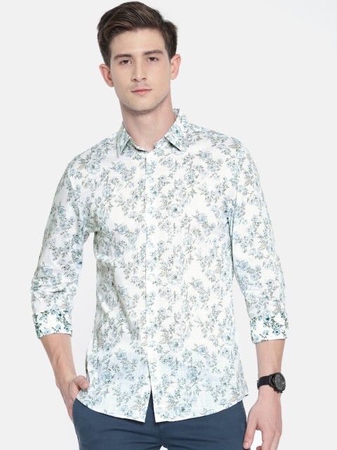 

SELECTED Men White & Blue Slim Fit Printed Casual Shirt