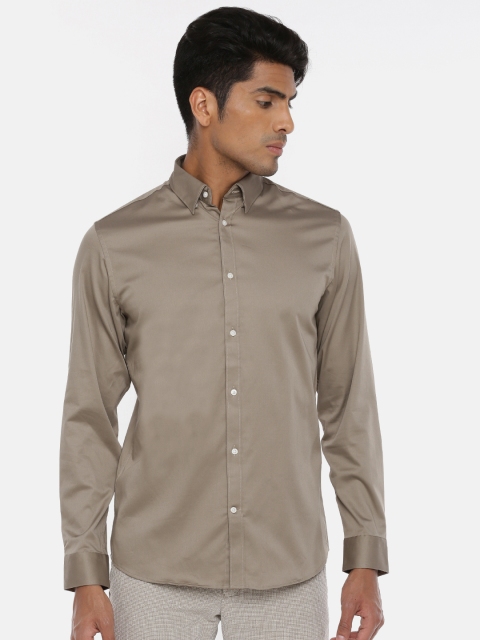 

SELECTED Men Taupe Slim Fit Solid Casual Shirt