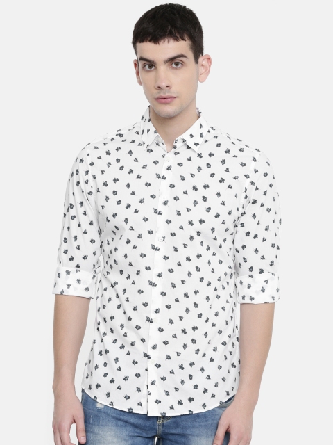 

SELECTED Men White & Green Regular Fit Printed Casual Shirt