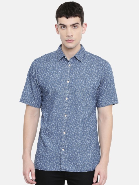 

SELECTED Men Blue & White Regular Fit Printed Casual Shirt