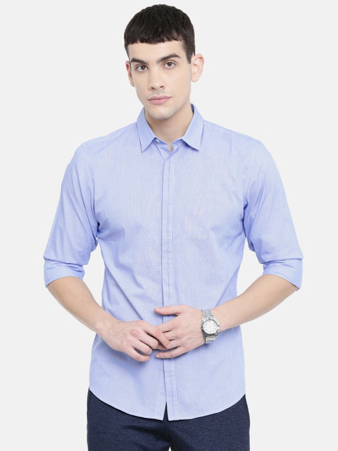

SELECTED Men Blue Slim Fit Self Design Formal Shirt