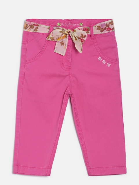 

612 league Girls Pink Regular Fit Solid Trousers