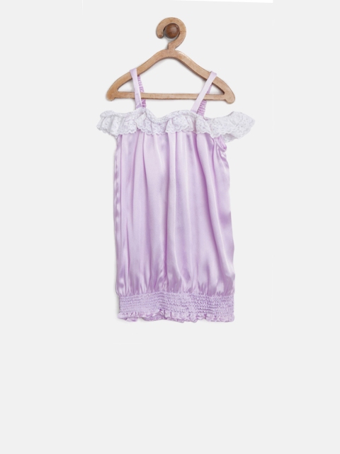 

612 league Girls Purple Solid Bardot Blouson Top