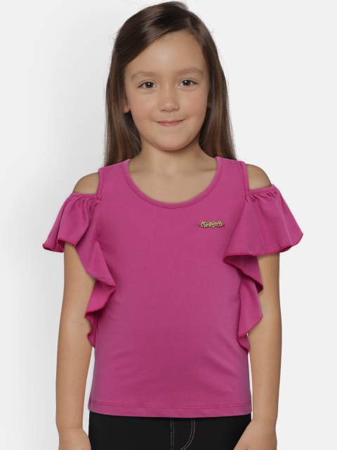

612 league Girls Purple Solid Top