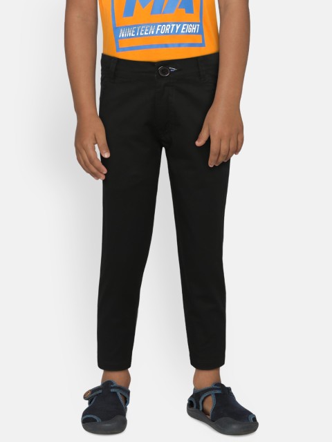 

612 league Boys Black Regular Fit Solid Chinos