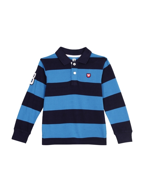 

612 league Boys Blue Striped Polo Collar T-shirt