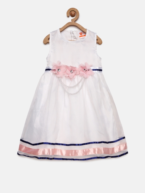 

612 league Girls White Embellished Dress