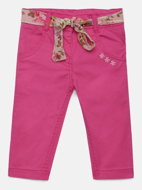

612 league Girls Pink Solid Regular Trousers