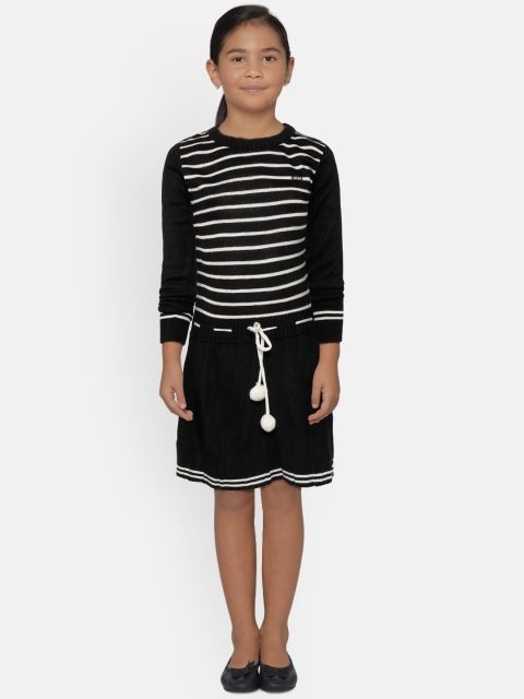 

612 league Girls Black & White Striped Sweater Dress