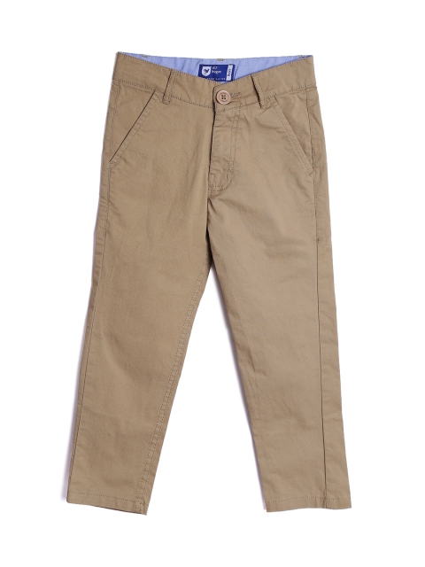 

612 league Boys Khaki Regular Fit Solid Regular Trousers