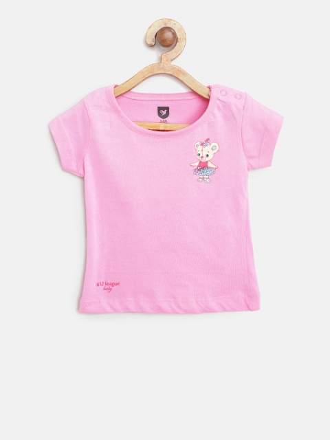 

612 league Girls Pink Solid Top