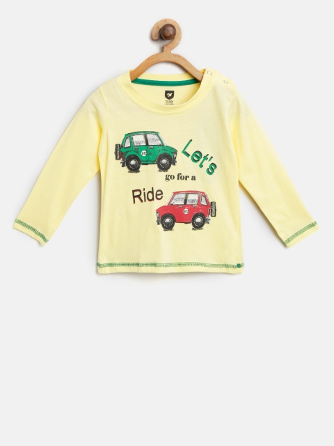 

612 league Boys Yellow Printed Round Neck T-shirt