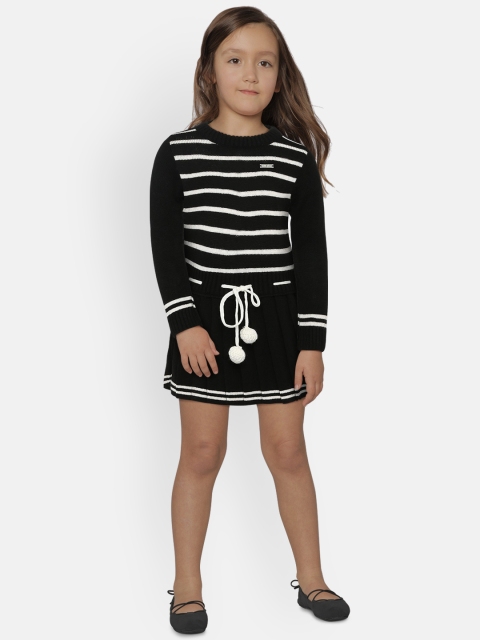

612 league Girls Black & White Striped Drop-Waist Dress