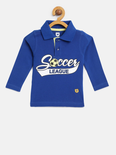 

612 league Boys Blue Printed Polo Collar T-shirt