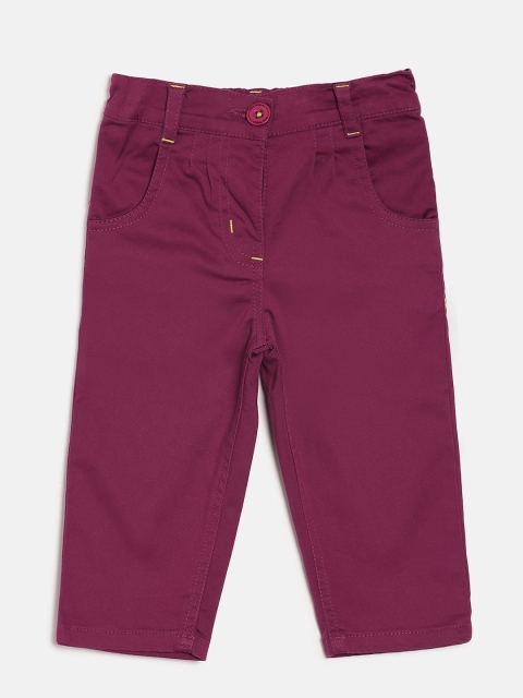 

612 league Girls Burgundy Regular Fit Solid Trousers