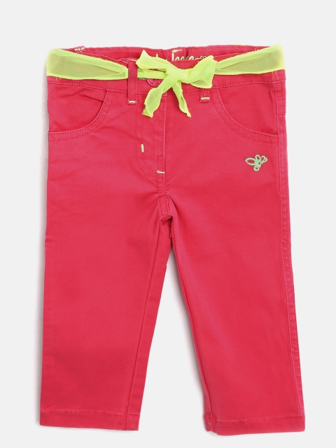 

612 league Girls Pink Regular Fit Solid Trousers