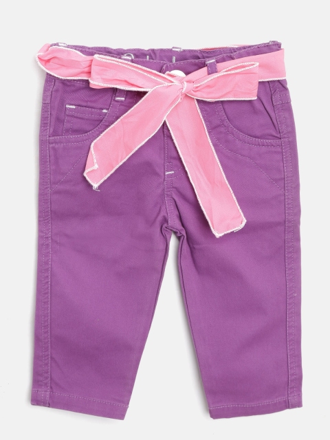 

612 league Girls Purple Regular Fit Solid Trousers