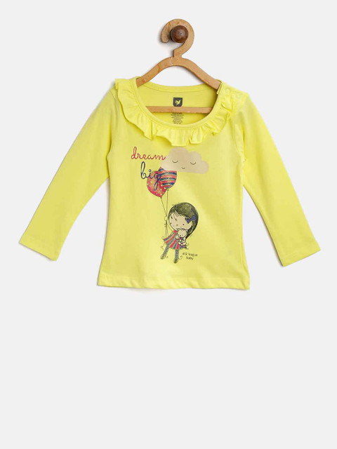 

612 league Girls Yellow Printed Top