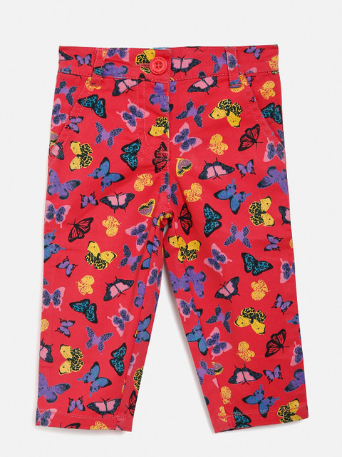 

612 league Girls Pink & Purple Regular Fit Printed Trousers