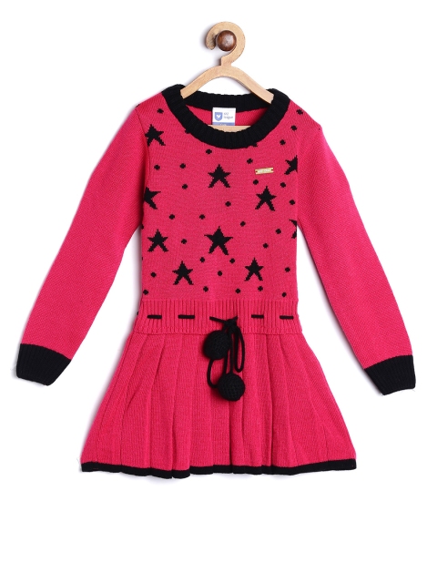 

612 league Girls Pink Printed Fit and Flare Dress