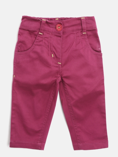 

612 league Girls Burgundy Regular Fit Solid Trousers