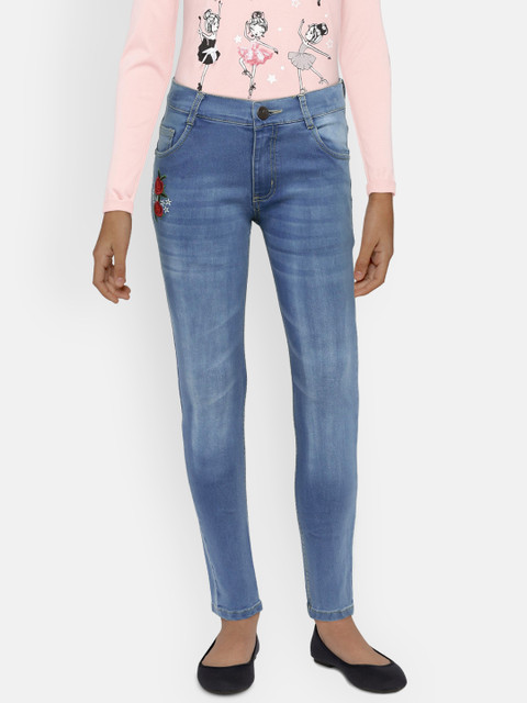 

612 league Girls Blue Regular Fit Mid-Rise Clean Look Jeans