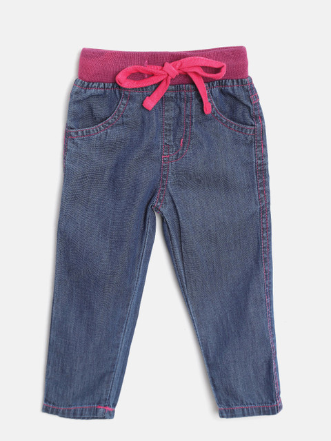 

612 league Girls Navy Blue Regular Fit Mid-Rise Clean Look Jeans