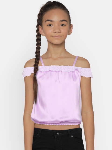 

612 league Girls Lavender Solid Blouson Top