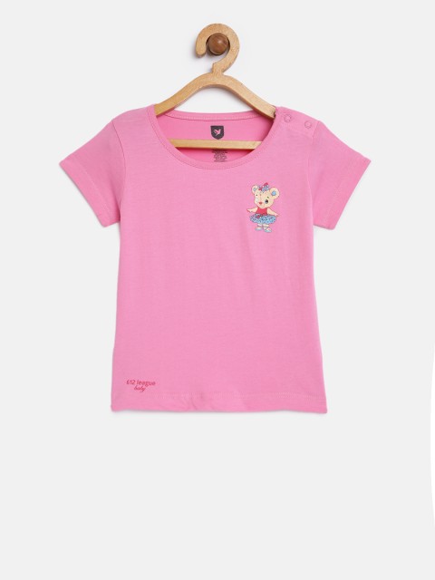 

612 league Girls Pink Solid Top