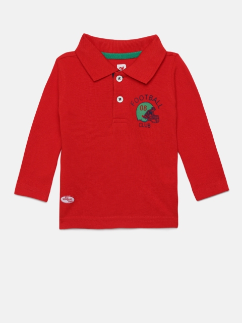 

612 league Boys Red Solid Polo Collar T-shirt