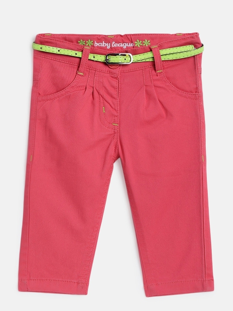 

612 league Girls Coral Regular Fit Solid Trousers