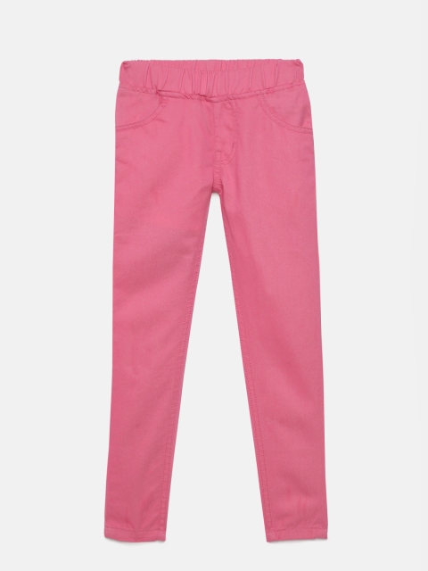 

612 league Girls Pink Solid Regular Fit Solid Jeggings
