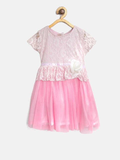 

612 league Girls Pink Lace Fit & Flare Dress