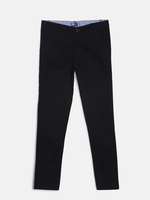 

612 league Boys Black Regular Fit Solid Trousers