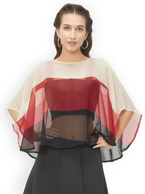 

Mirchi Women Black & Red Color-blocked Chiifon Stitched Blouse
