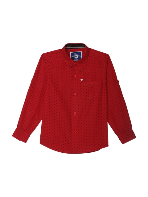 

612 league Boys Red Regular Fit Printed Casual Shirt