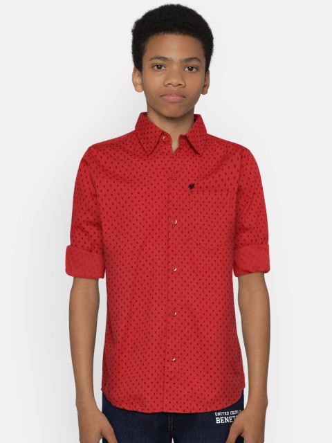 

612 league Boys Red & Black Regular Fit Printed Casual Shirt