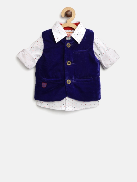 

612 league Boys White Casual Shirt with Waistcoat