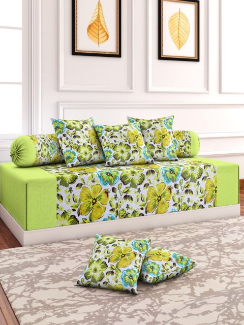 

Soumya Set Of 6 Lime Green Printed Diwan Set