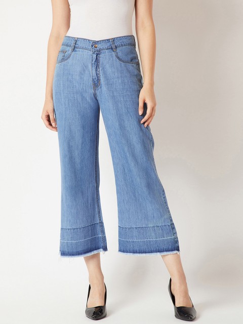 

Miss Chase Women Blue Straight Fit High-Rise Clean Look Flared Jeans