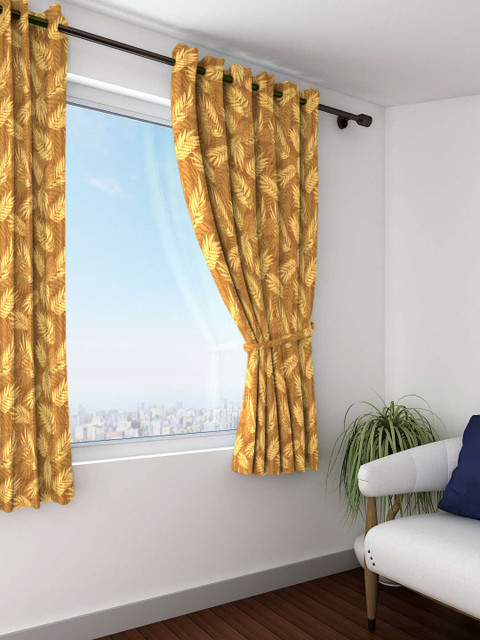 

Skipper Furnishings Brown & Mustard Yellow Single Window Curtain