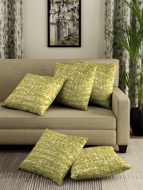 

NEUDIS Green Set of 5 Self Design Square Cushion Covers