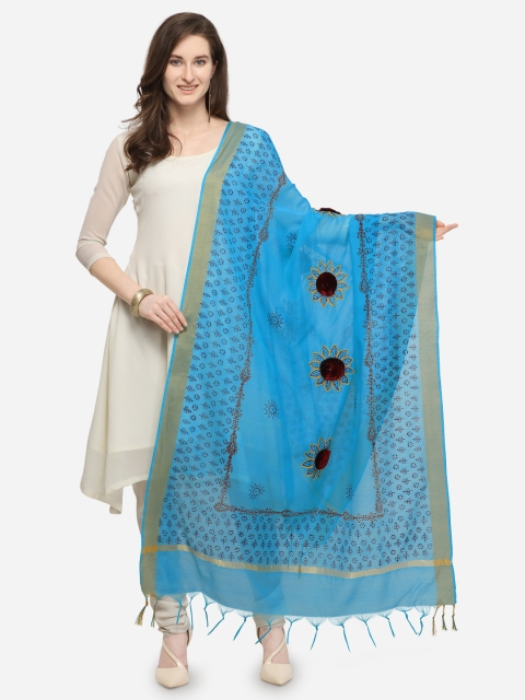 

Satrani Blue Printed Dupatta